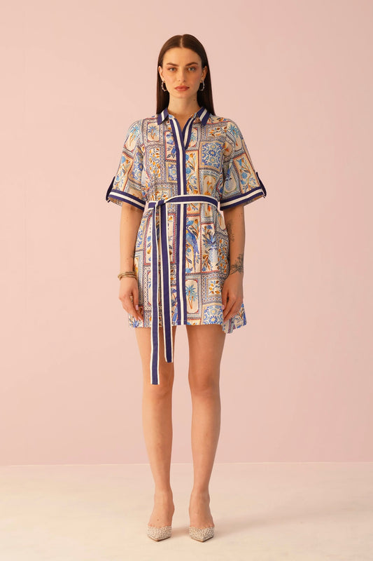 Mykonos Dress - Tile print