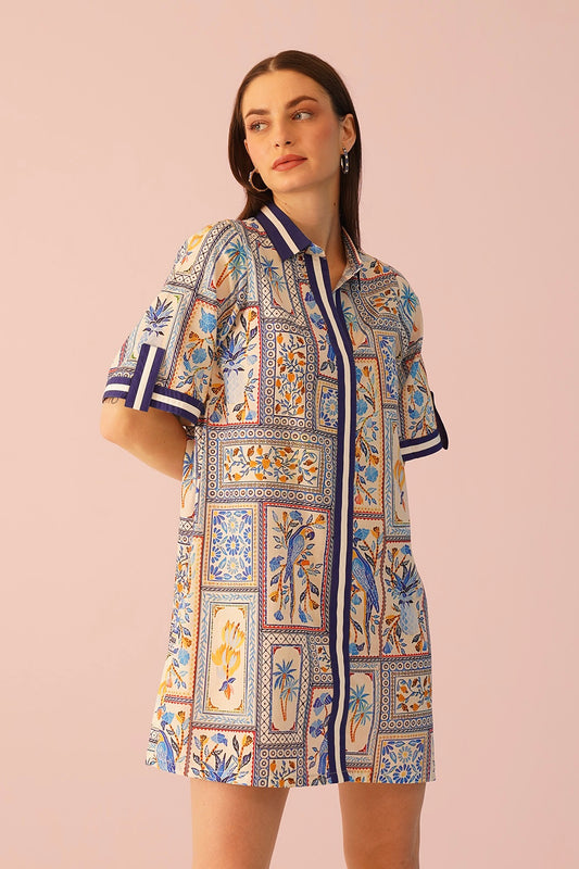 Mykonos Dress - Tile print
