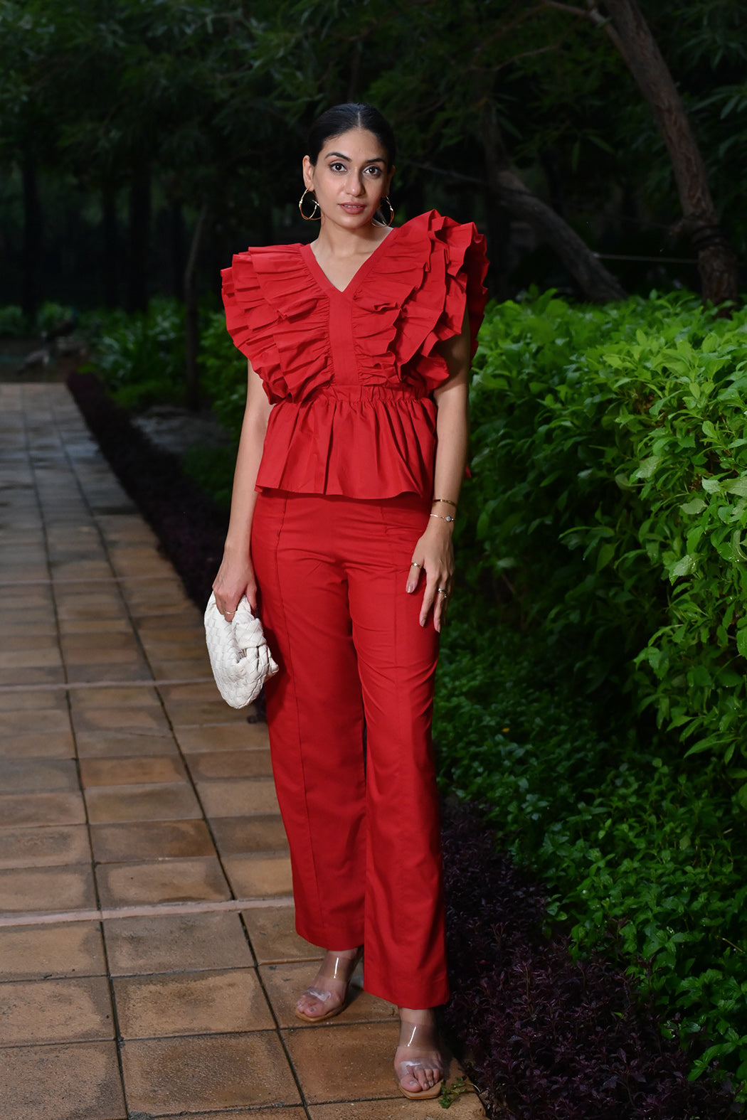 Red Ready To Ruffle Jumpsuit
