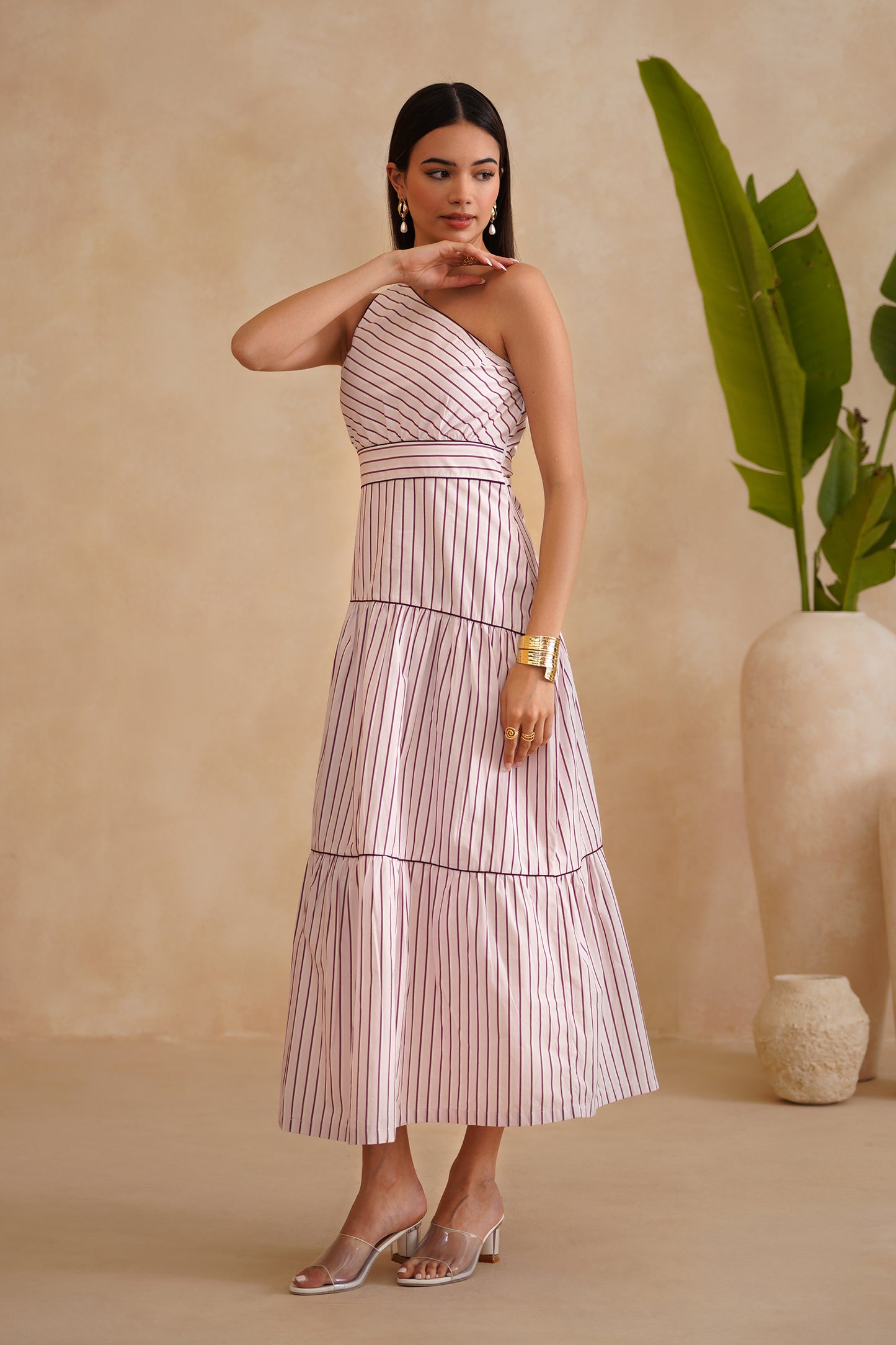 Remi Dress - Burgundy, Pink & White
