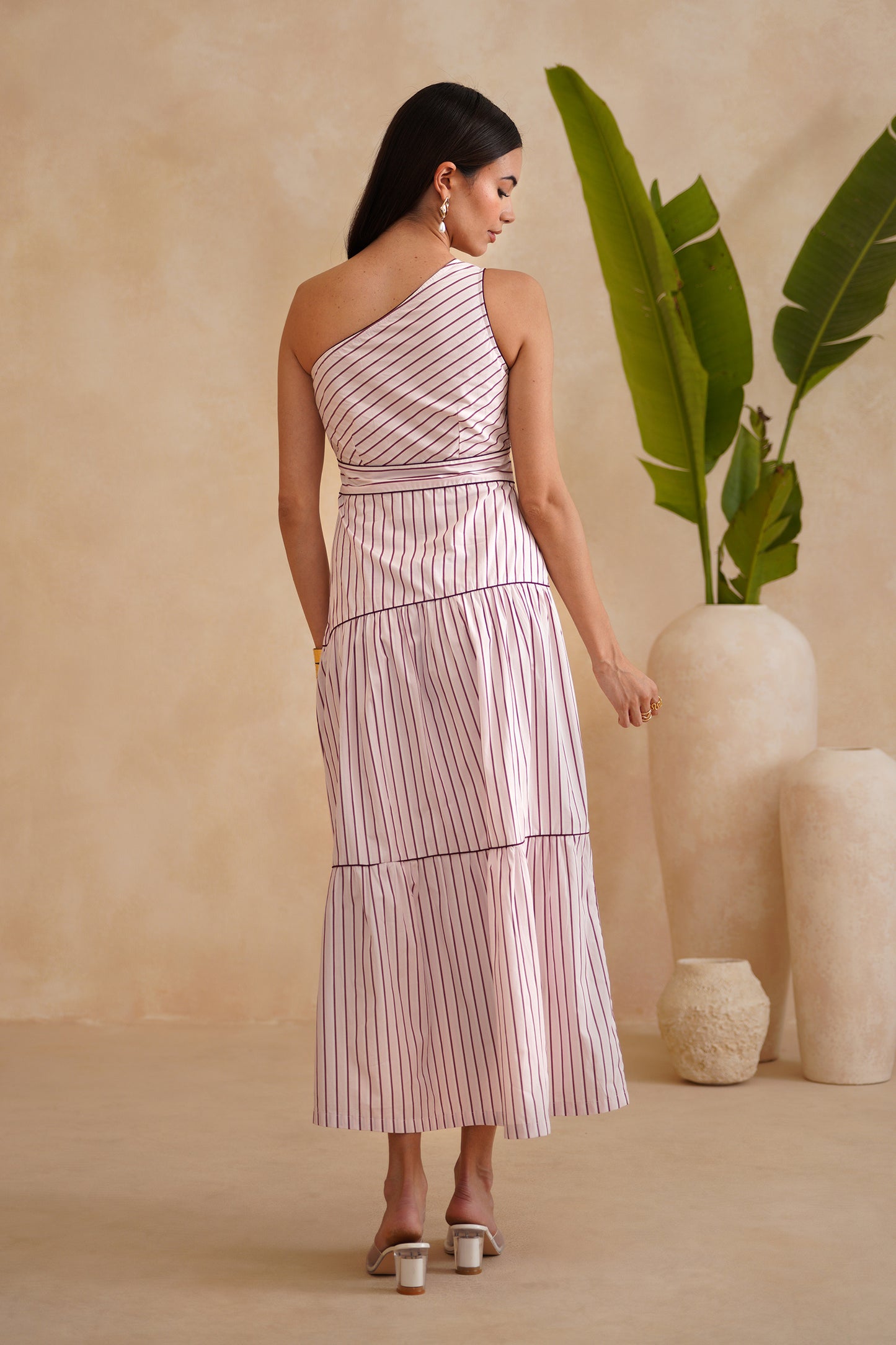 Remi Dress - Burgundy, Pink & White