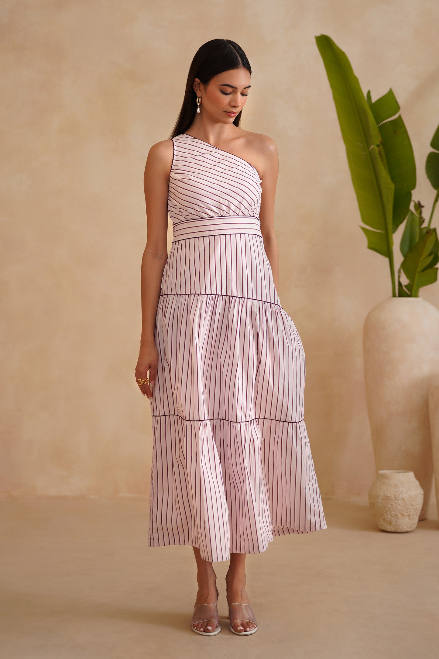 Remi Dress - Burgundy, Pink & White