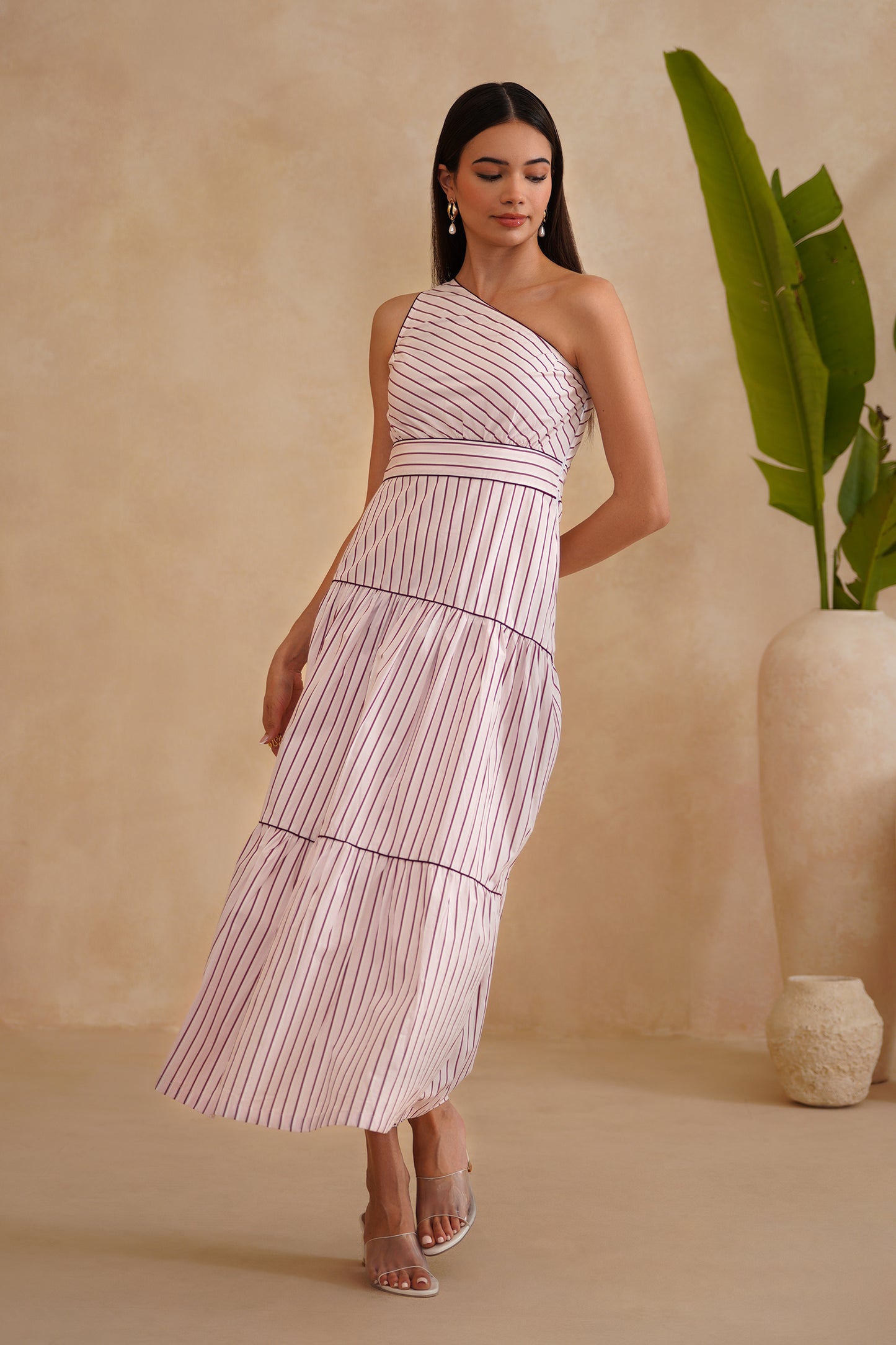 Remi Dress - Burgundy, Pink & White