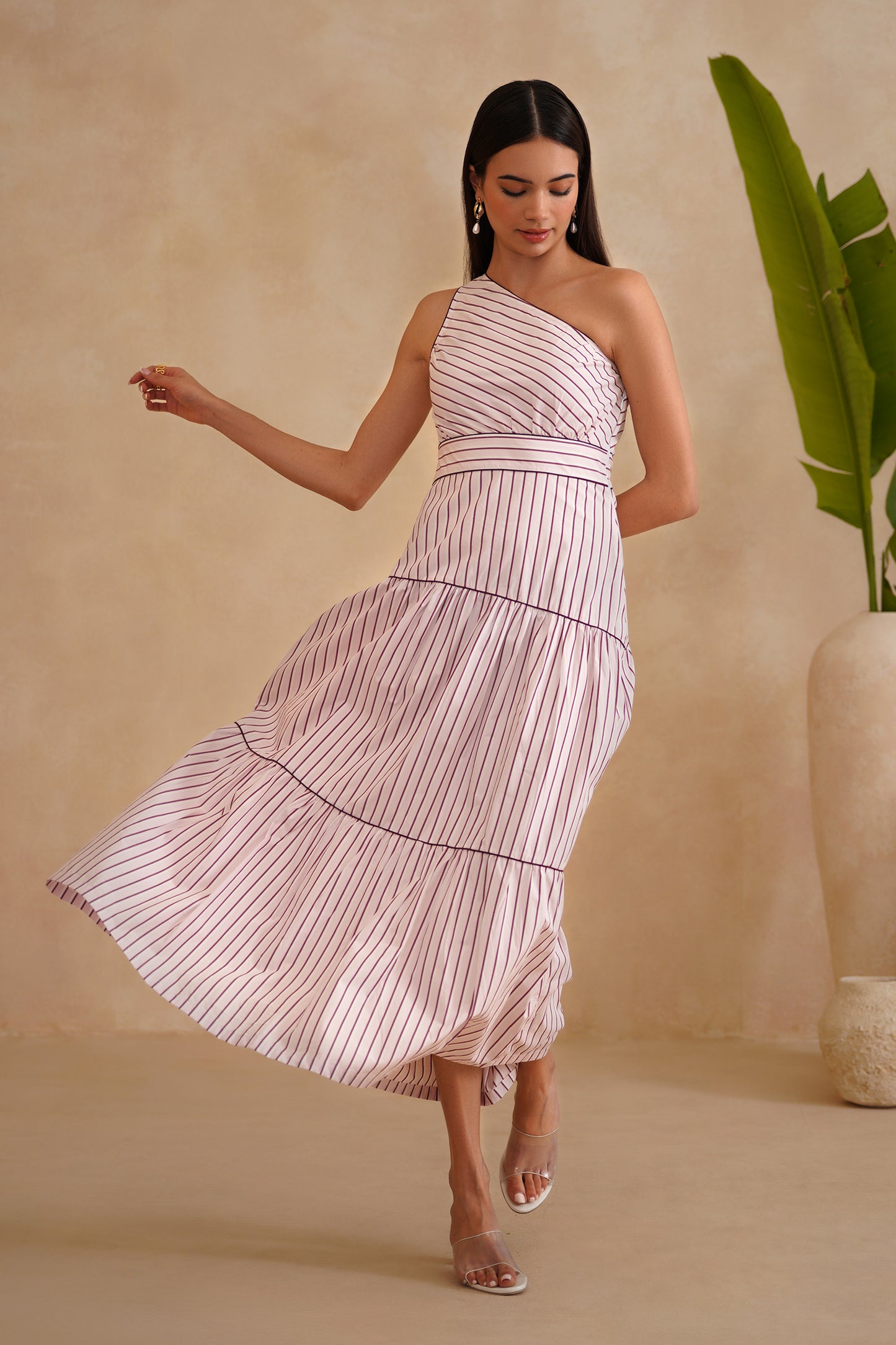 Remi Dress - Burgundy, Pink & White