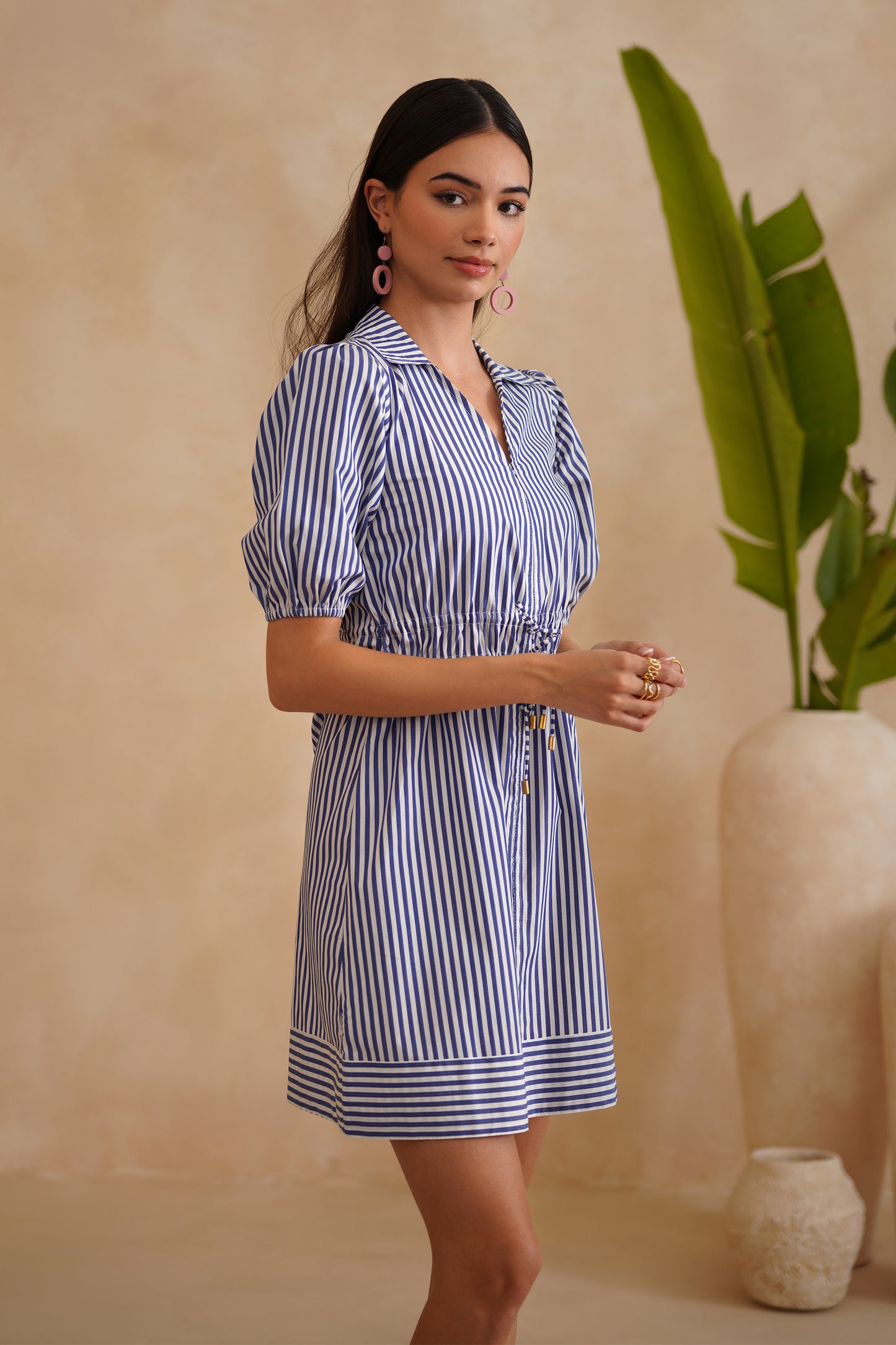 Everly Dress - Blue & White