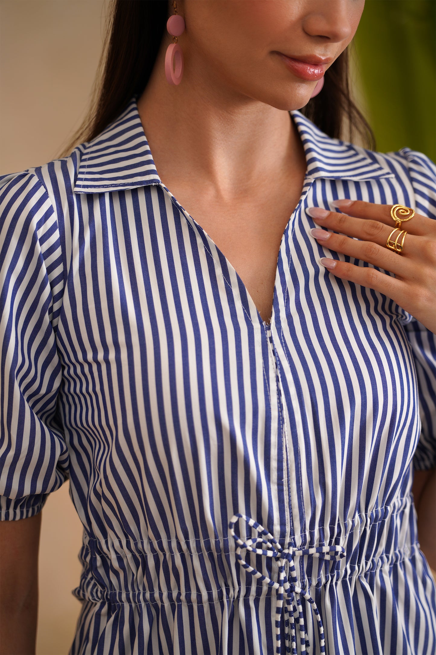 Everly Dress - Blue & White