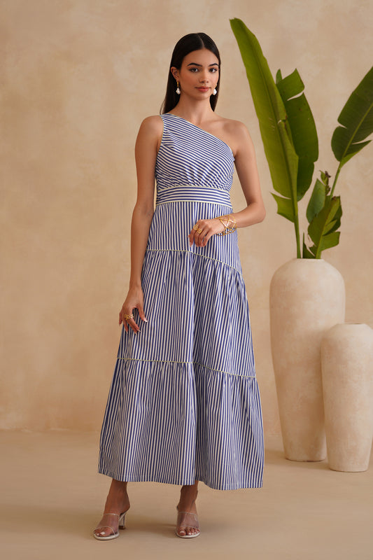 Remi Dress - Blue, Green & White