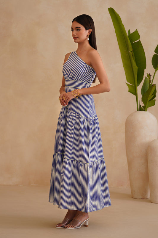 Remi Dress - Blue, Green & White