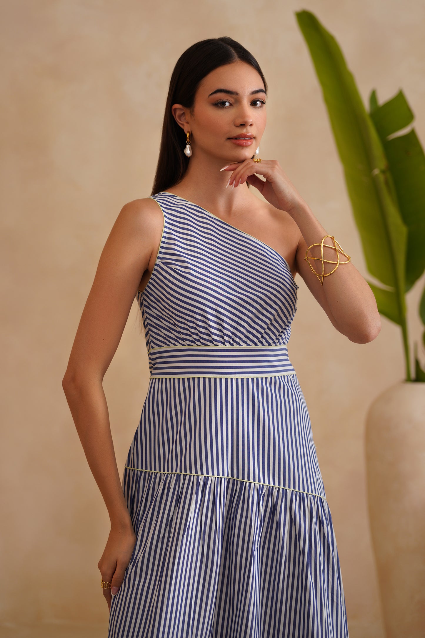 Remi Dress - Blue, Green & White