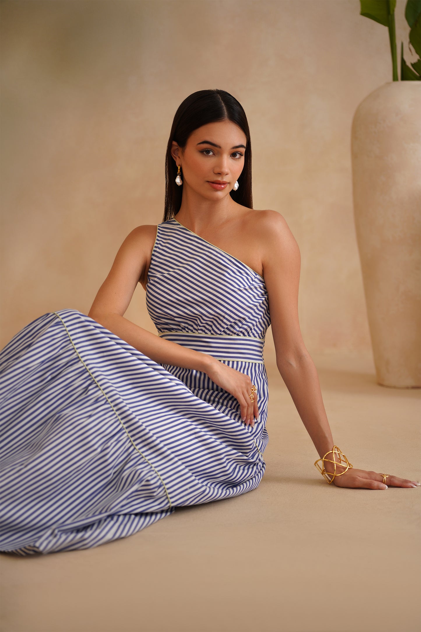 Remi Dress - Blue, Green & White
