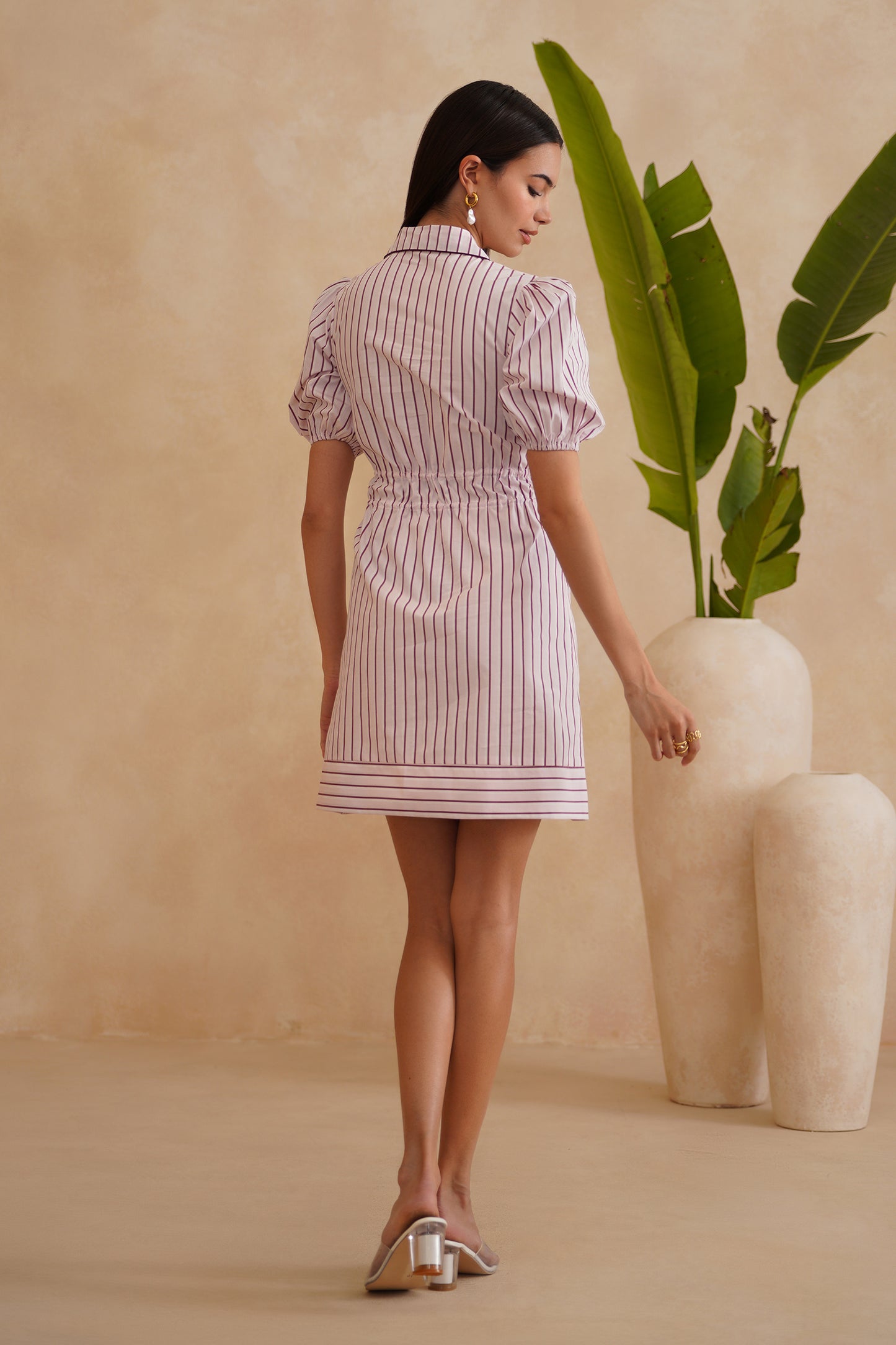 Everly Dress - Burgundy, Pink & White