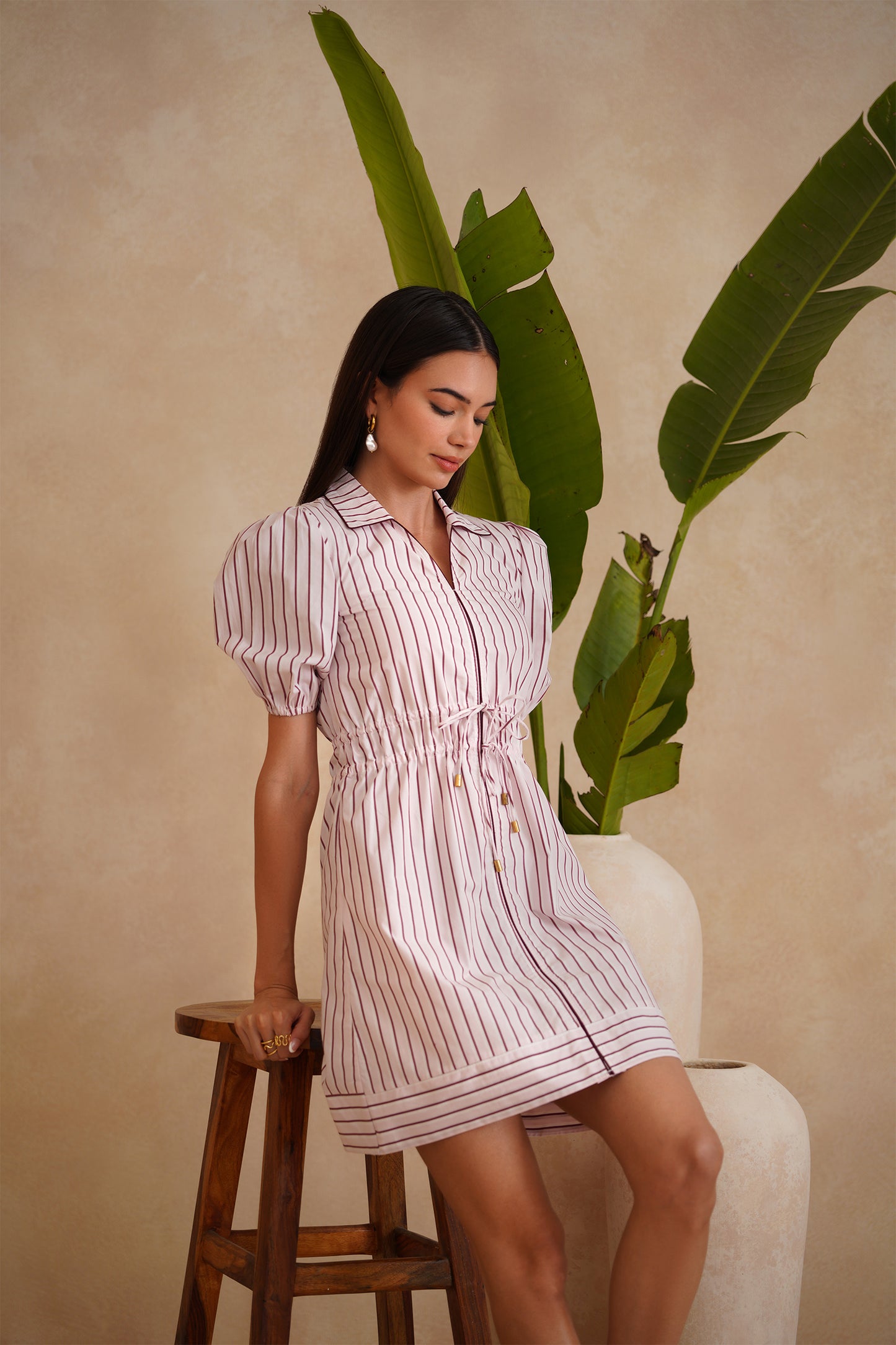 Everly Dress - Burgundy, Pink & White