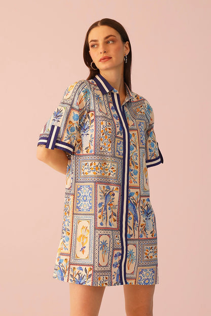 Mykonos Dress - Tile print