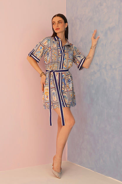 Mykonos Dress - Tile print