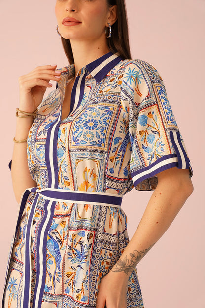 Mykonos Dress - Tile print
