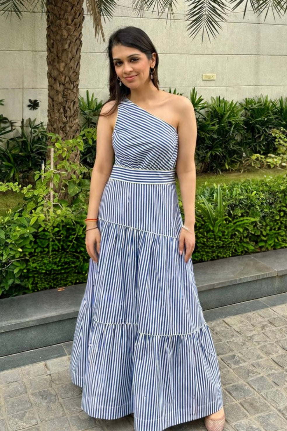 Remi Dress - Blue, Green & White
