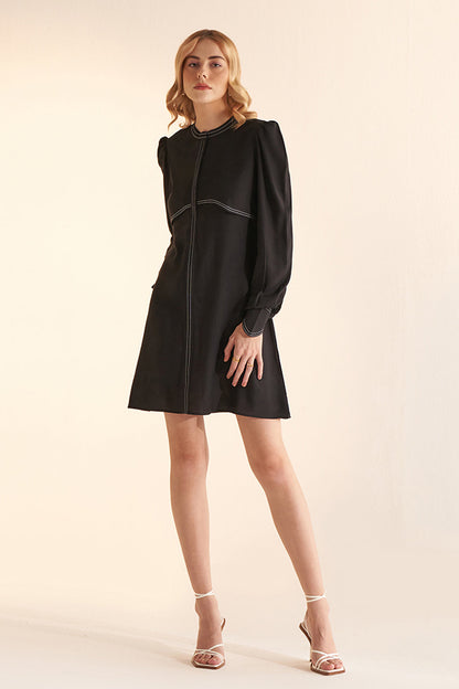TARINI BHATIA in Black Trench Dress