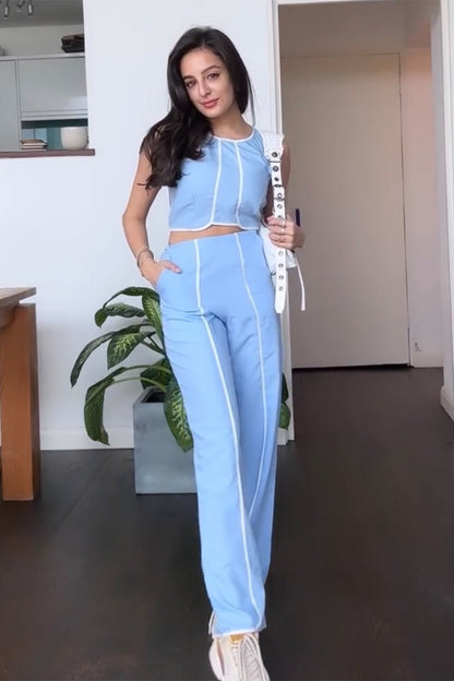 TARINI MANCHANDA in Como Co-ord set in Powder Blue