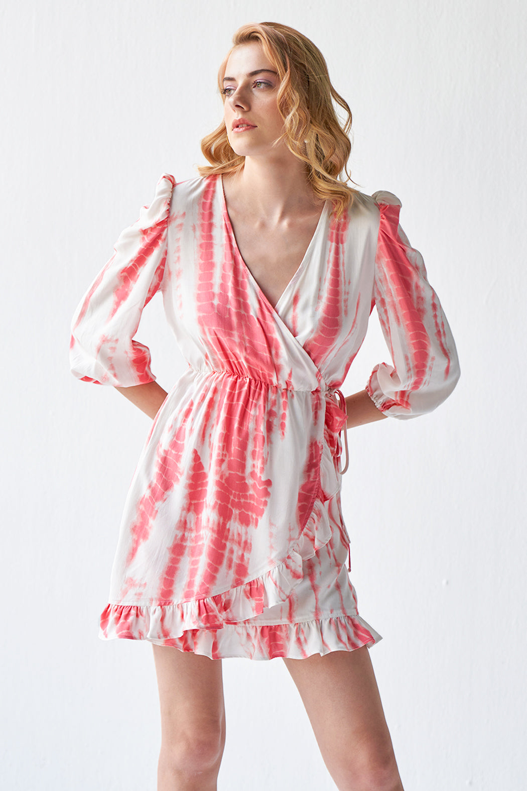 Allora Wrap Dress in Peach